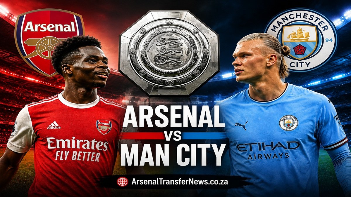 Arsenal vs Man City lineups graphic for the 2026 Community Shield