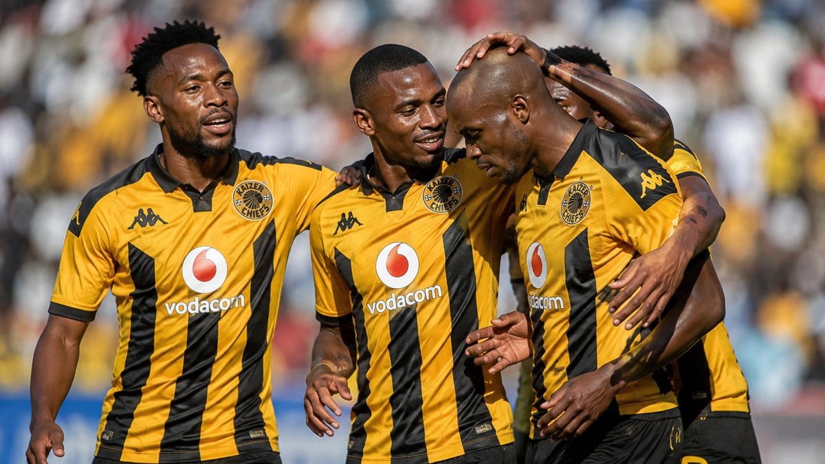 Kaizer Chiefs Transfer News 2026 featuring players celebrating together on the football pitch